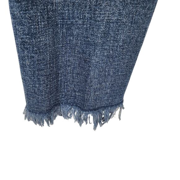 Blank NYC Whisker Striped Cropped Distressed Hem Embroidered Jeans Size 30 - Picture 3 of 5